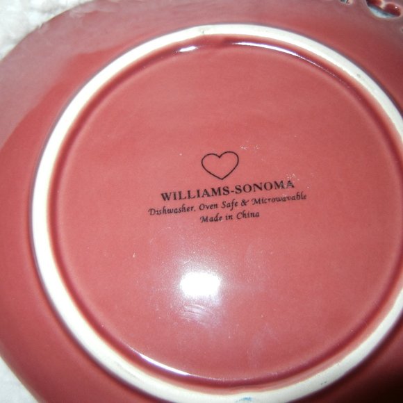4 HTF Williams Sonoma White Pink Red Purple Heart Shaped Plates Words Valentine - Picture 5 of 5